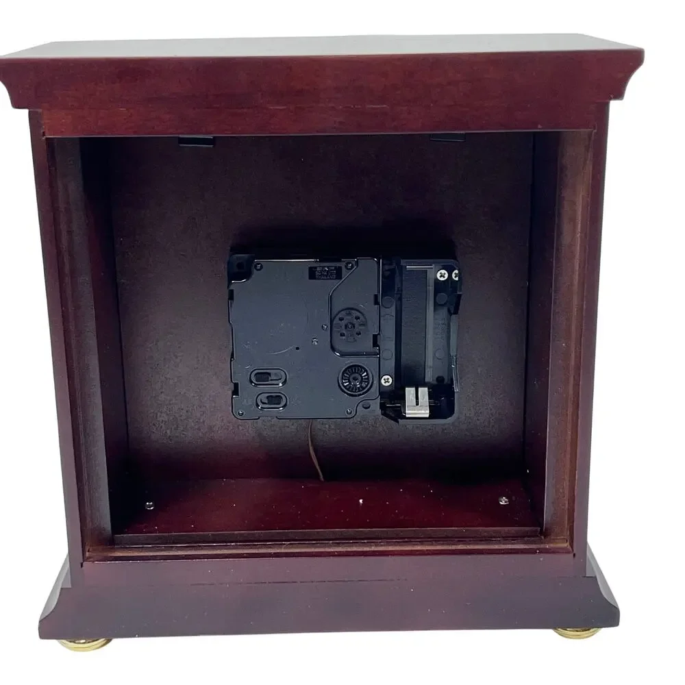 Seiko Dark Brown Wood Gold Mantel Clock Dual Chimes Westminster QXJ030B New